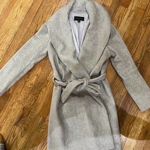 Ann Taylor Grey Belted Wrap Coat
